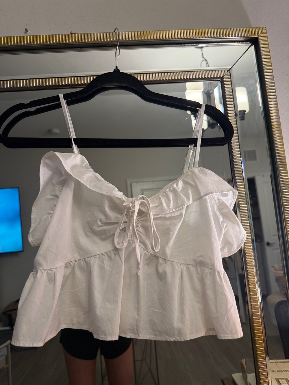 Express White Ruffle Tie-Front Camisole